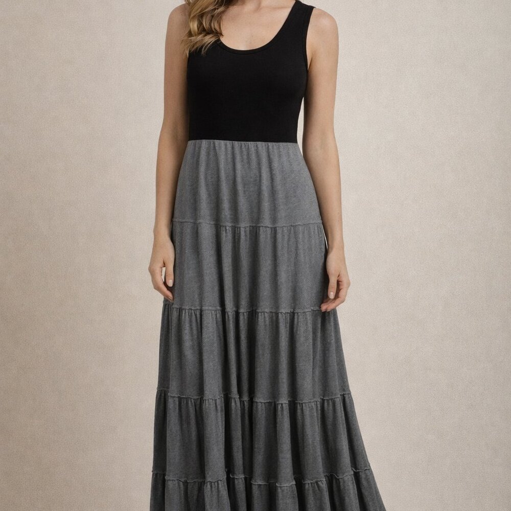 Maxi Dress Womens Tiered Small BoHo Fairy Grunge Goth Lagenlook
